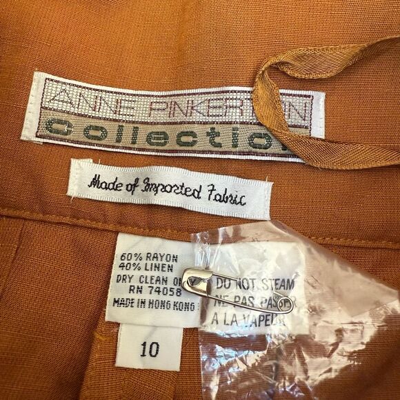 Anne Pinkerton vintage orange linen blend high waist pants size 10 run small - Picture 3 of 6